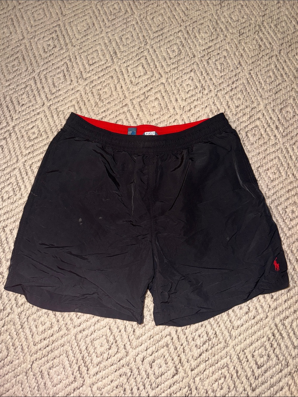 Polo by Ralph Lauren Black Swim Trunks with Red Accents